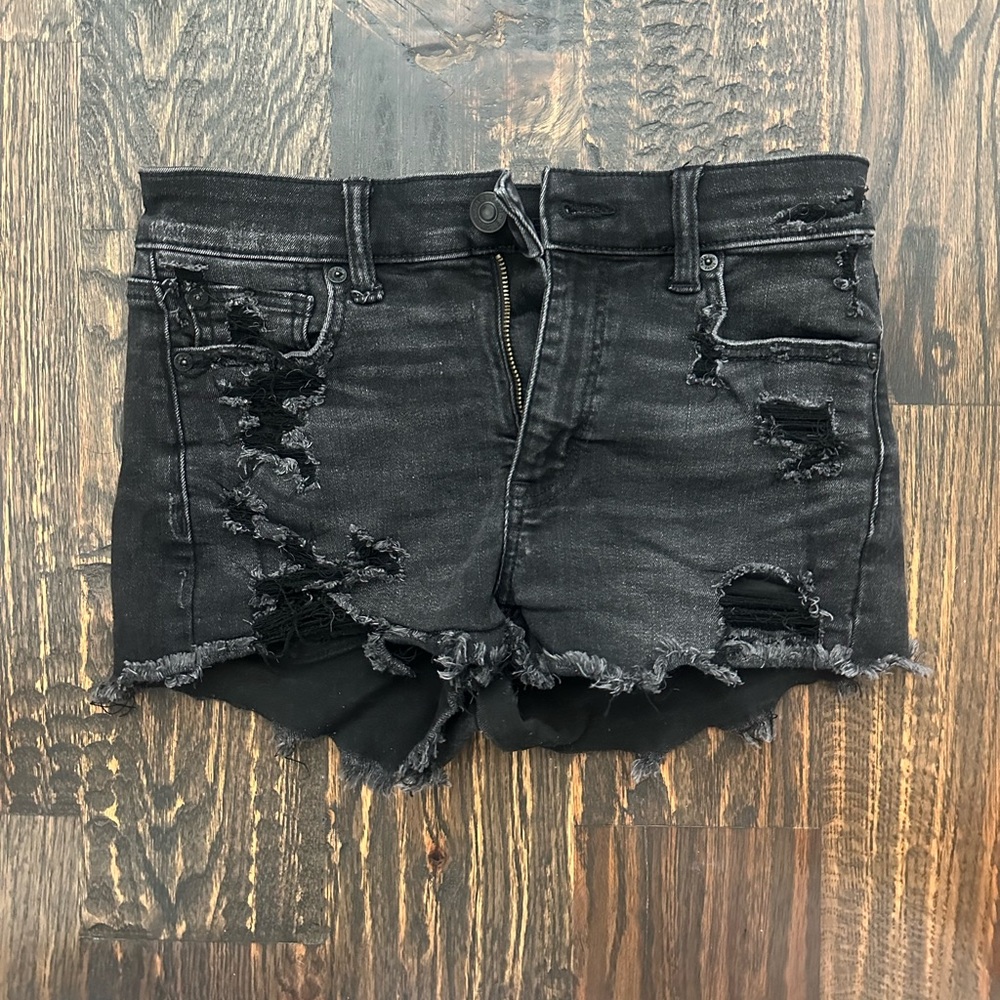 American Eagle black denim shorts